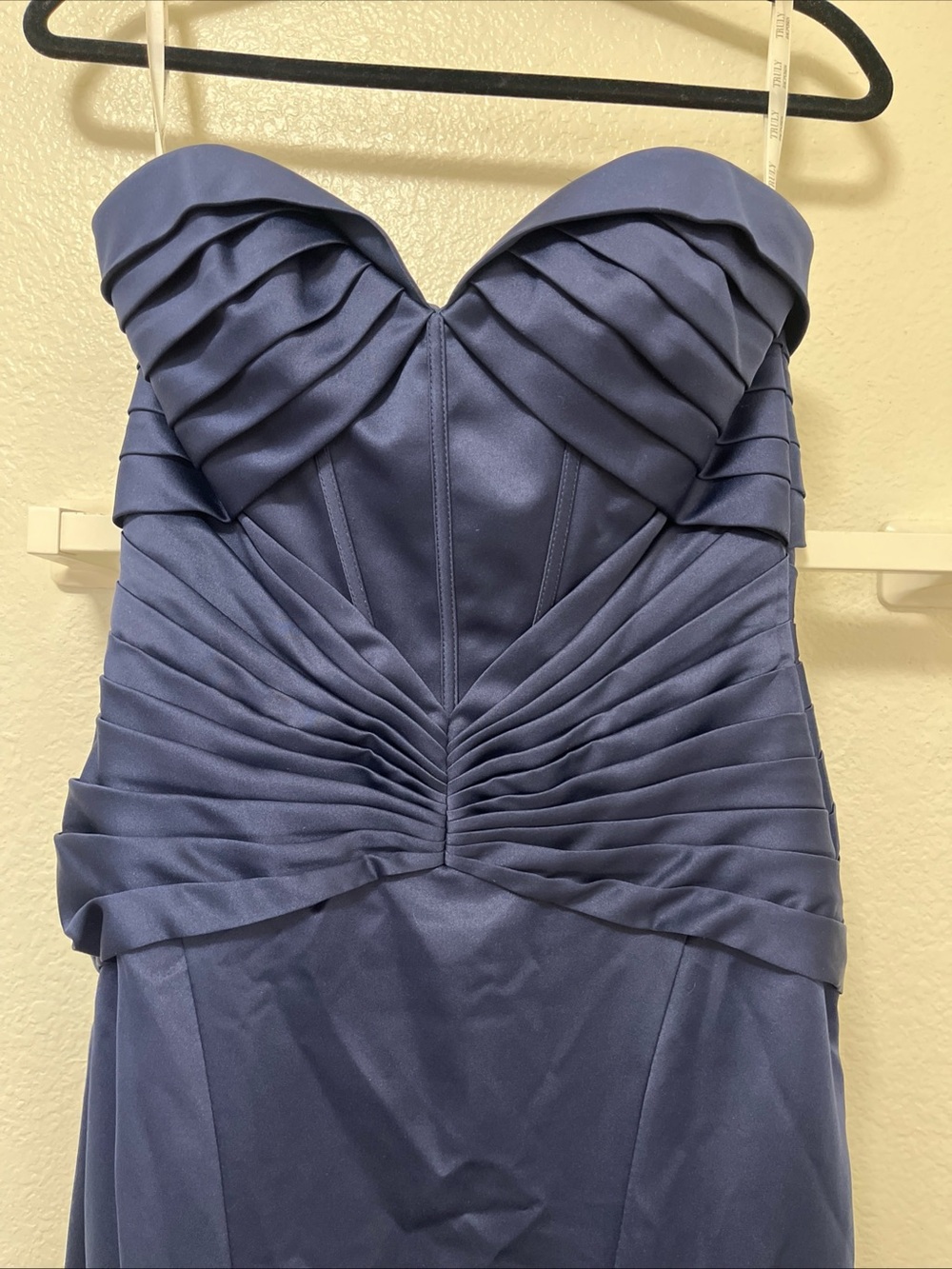 TRULY Zac Posen Satin Mermaid Pleats Bustier Dress In Blue Size 2 Formal Evening - Picture 6 of 11